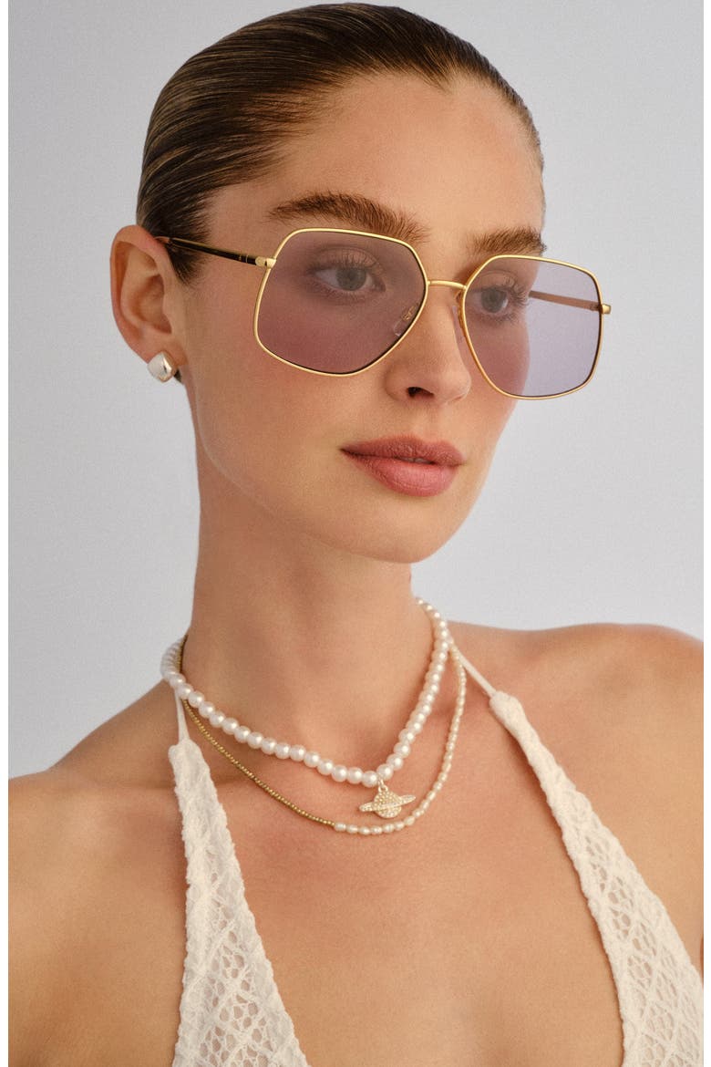 Altair 61mm Aviator Sunglasses, Alternate, color, GOLD / SAND / LAVENDER TINT