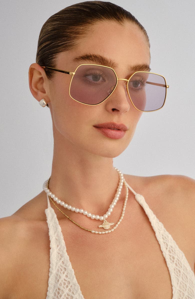 AIRE Altair 61mm Aviator Sunglasses, Alternate, color, Gold / Sand / Lavender Tint