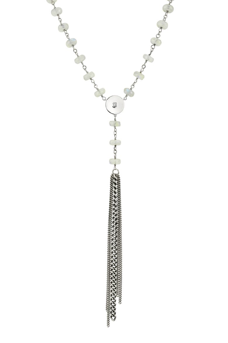 Moonstone & Diamond Tassel Y-Necklace, Main, color, MOONSTONE