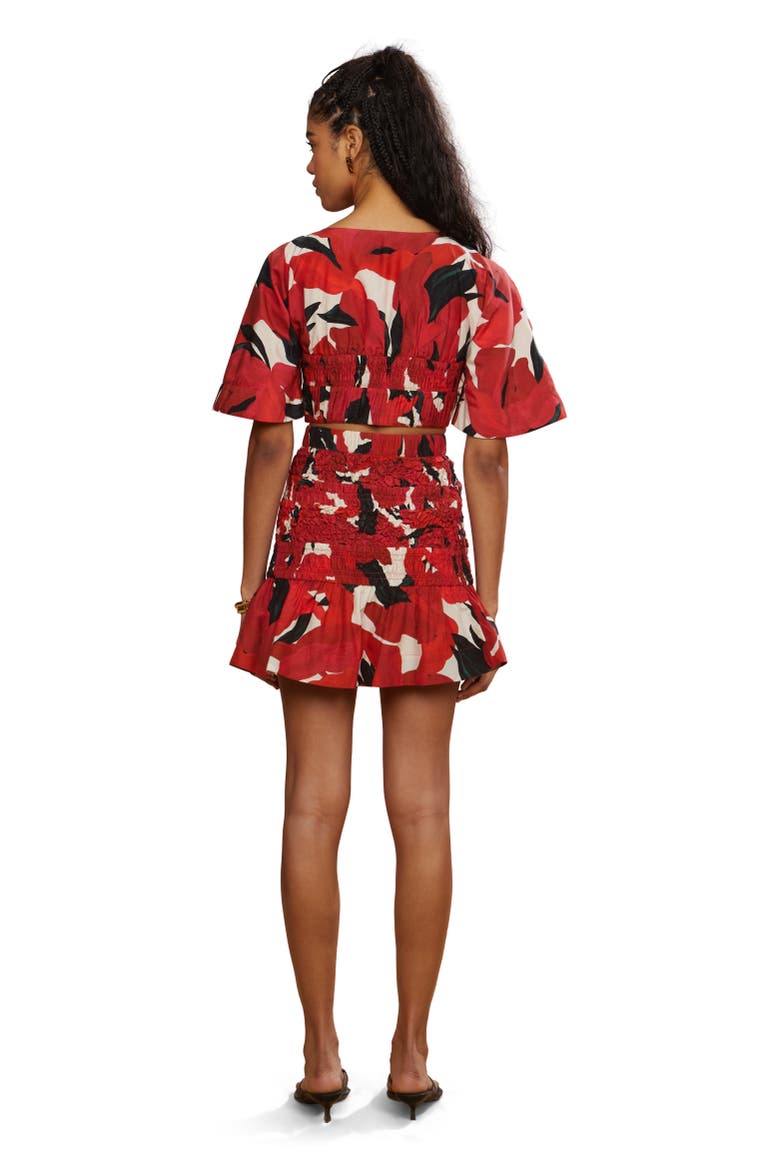 Penelope Smocked Skirt, Alternate, color, Red Bloom