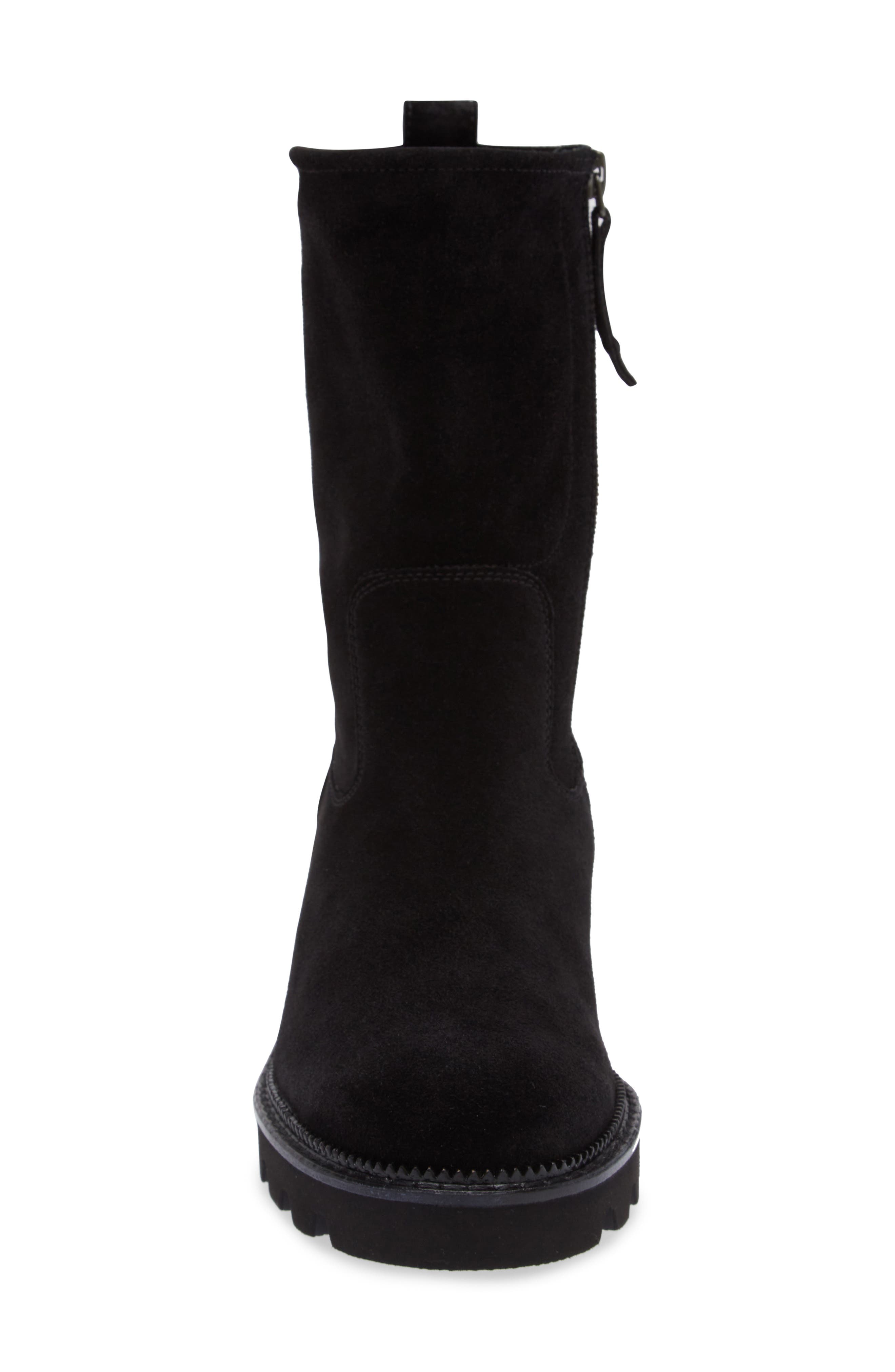 Paul Green Wanda Lug Sole Utility Boot, Alternate, color, Black Soft Suede