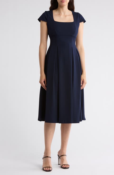 Short Sleeve Midi Fit & Flare Dress