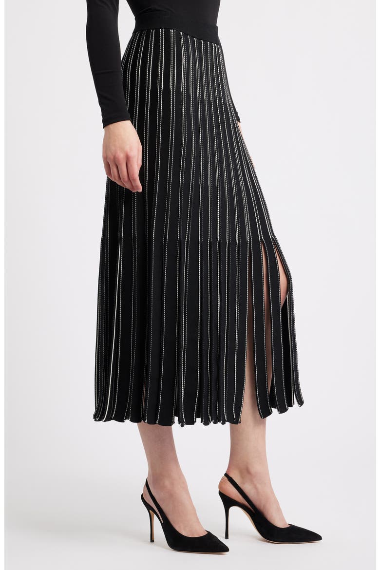 Fatrina Pleated Midi Skirt, Alternate, color, BLACK