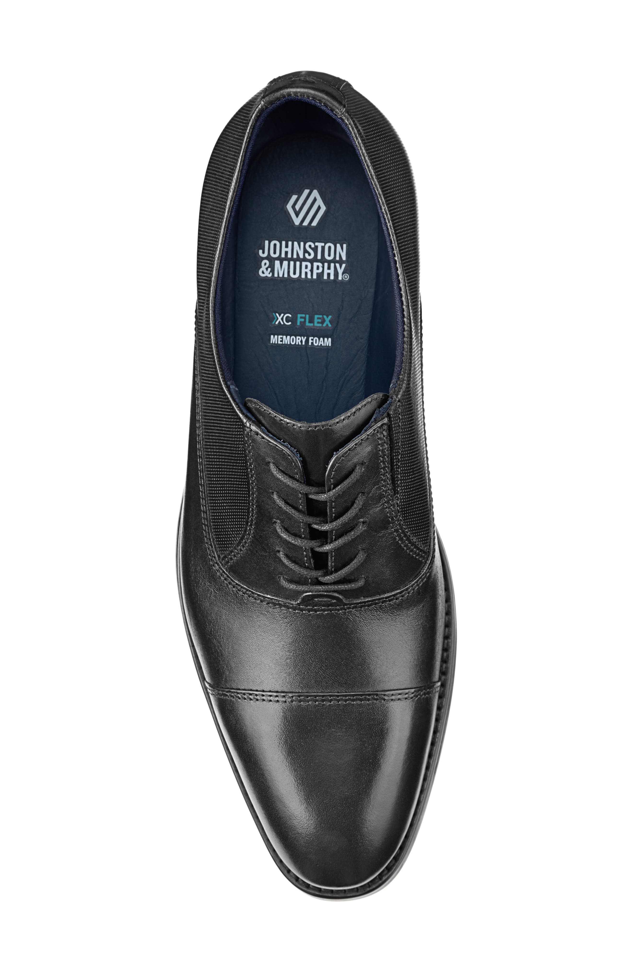 Johnston & Murphy Landry Cap Toe Oxford, Alternate, color, Black Full Grain