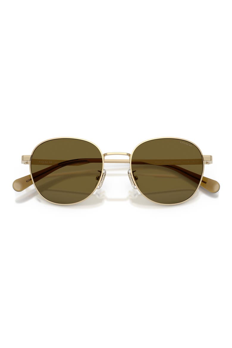 51mm Round Sunglasses, Alternate, color, SHINY LIGHT GOLD / OLIVE SOLID