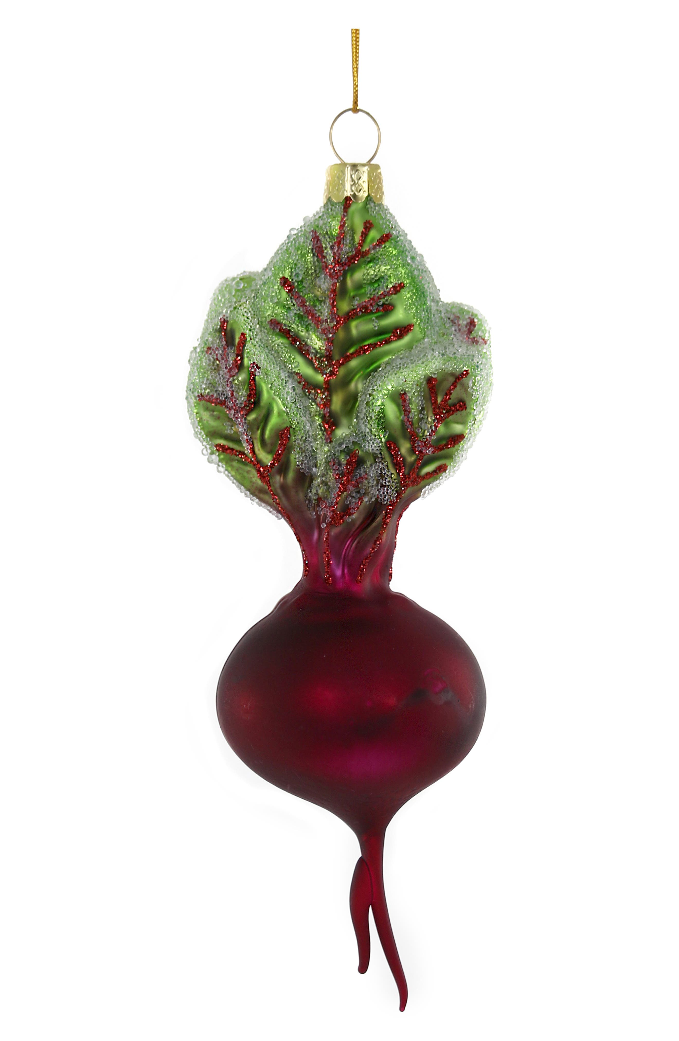 Cody Foster & Co. Heirloom Beet Glass Ornament in Burgundy/Green Multi 