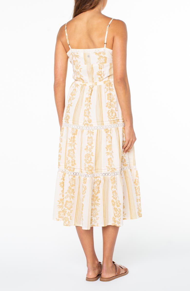Roxy Azalea Floral Tiered Cotton Midi Dress, Alternate, color, Curry