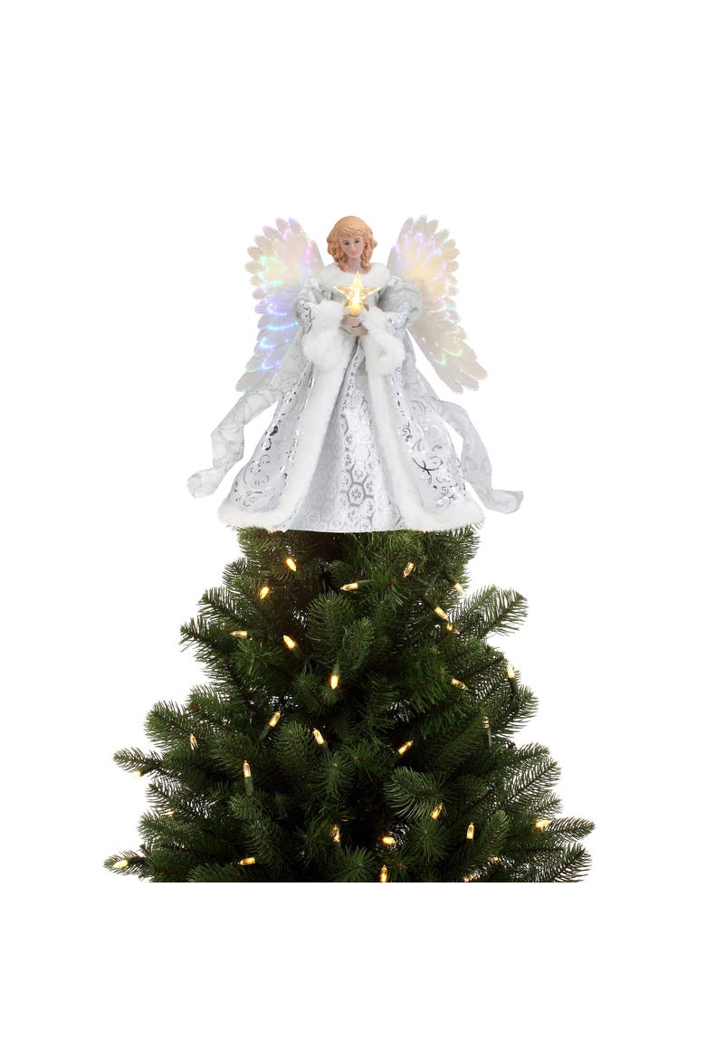 12 in. Fiber-Optic Animated Tree Topper - Black Angel, Main, color, White Angel