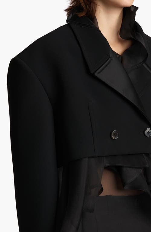 Khaite Nando Oversize Satin Back Crepe Crop Jacket In Black
