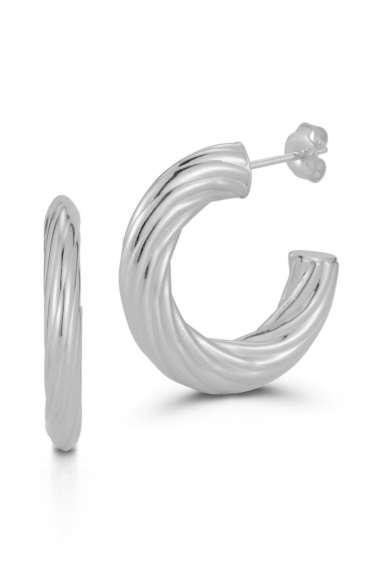 Twisted Flat Hoop Earrings, Main, color, SILVER