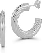 CHLOE AND MADISON Twisted Flat Hoop Earrings