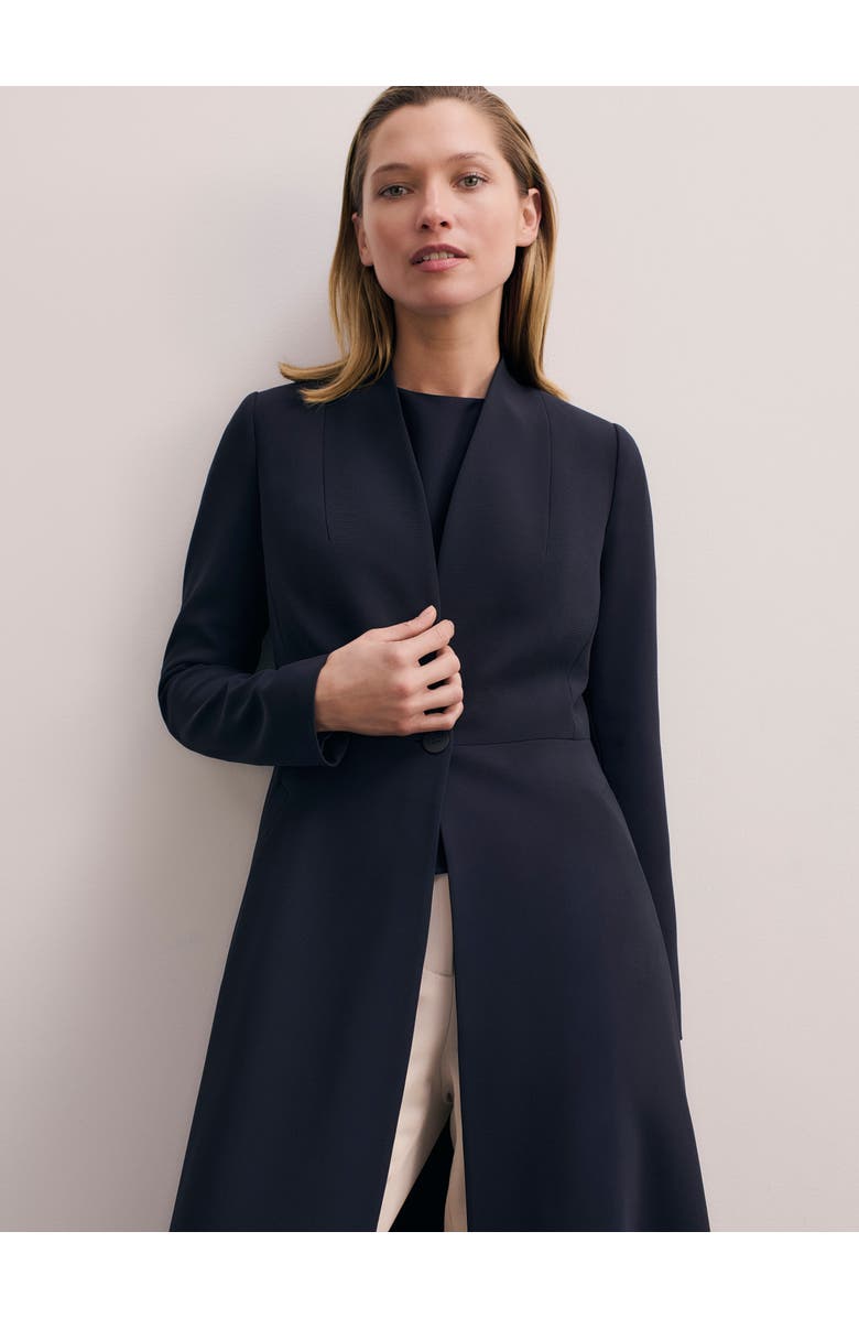 The Fold Finchley Crepe Coat, Alternate, color, Navy