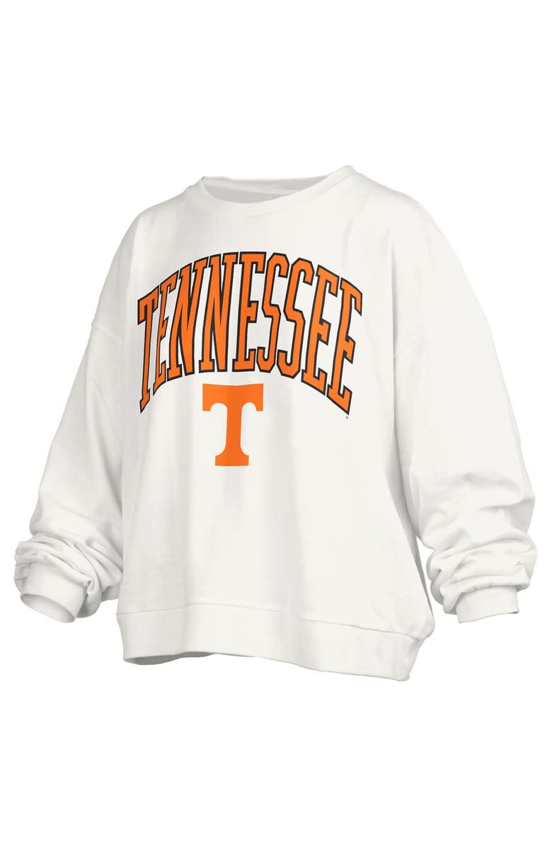 PRESSBOX Women's Pressbox White Tennessee Volunteers Janise Arch Over Logo Waist Length Oversized Pullover Sweatshirt, Alternate, color, White
