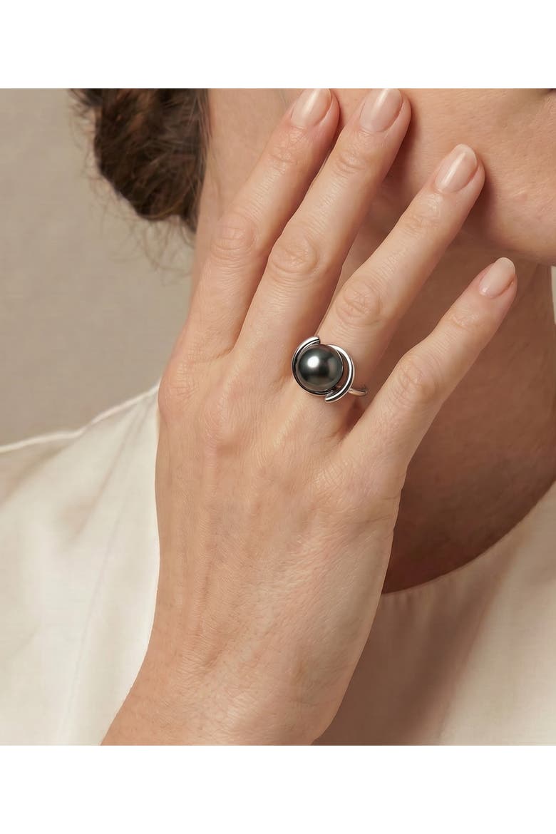 14K Gold Tahitian South Sea Pearl Felicia Ring, Alternate, color, White Gold