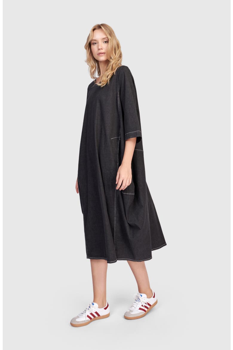 Liberty Oversized Cocoon Dress, Alternate, color, Black Denim