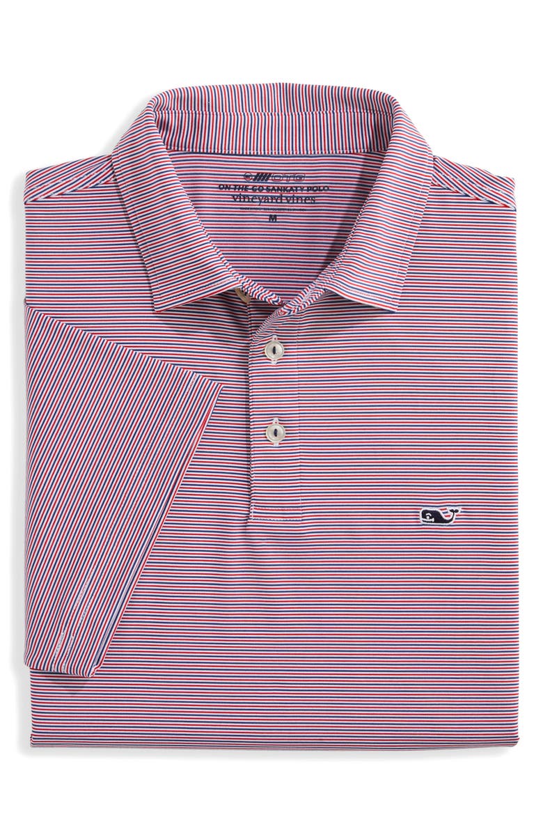 vineyard vines Anegada Stripe Sankaty Performance Polo, Alternate, color, White/ Red/ Moonshine