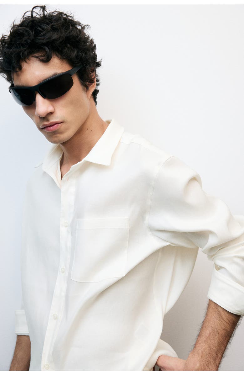 H&M Regular-fit linen-blend shirt, Alternate, color, White