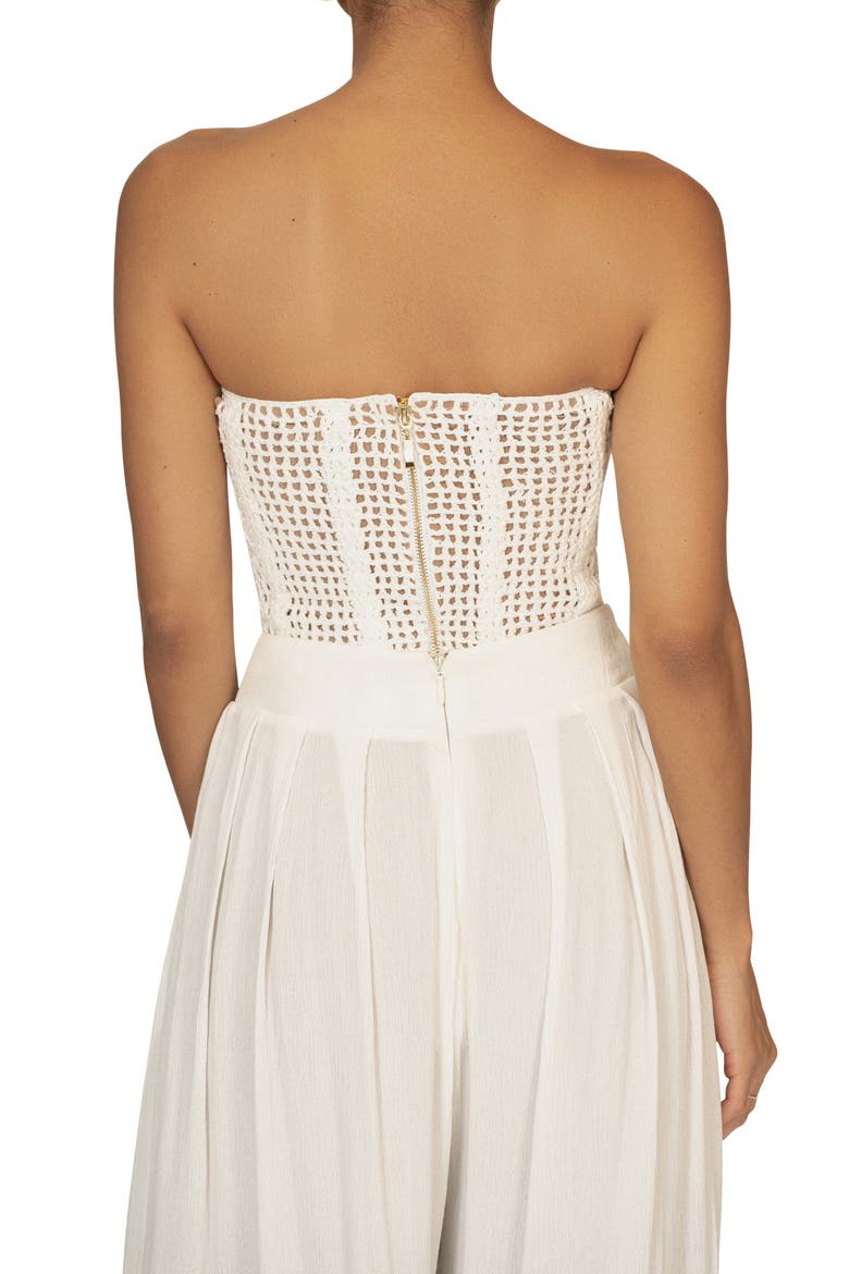 Want It All Open Stitch Strapless Bustier Top, Alternate, color, WHITE
