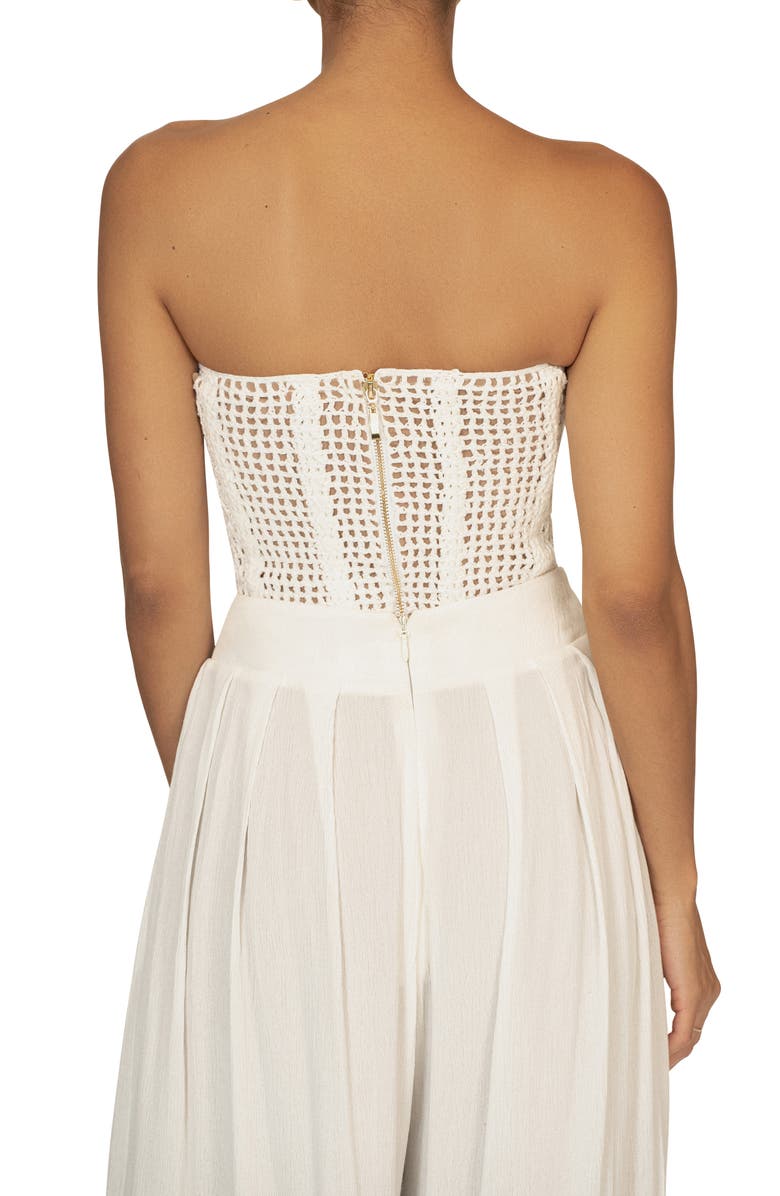 JLUXLABEL Want It All Open Stitch Strapless Bustier Top, Alternate, color, White