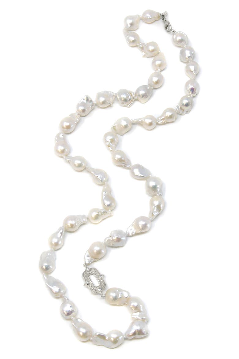 Gothic Cultured Pearl Necklace, Alternate, color, SILVER