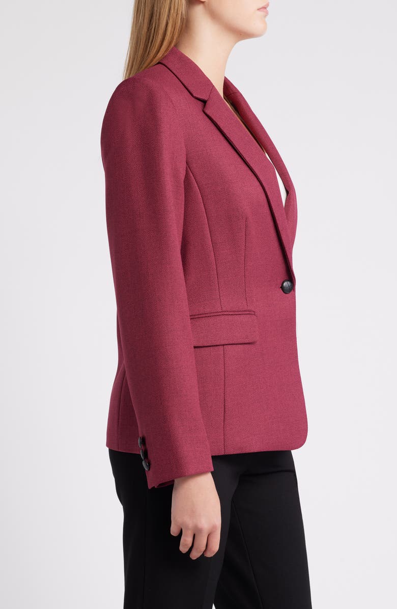 Tahari ASL Herringbone One-Button Blazer, Alternate, color, 