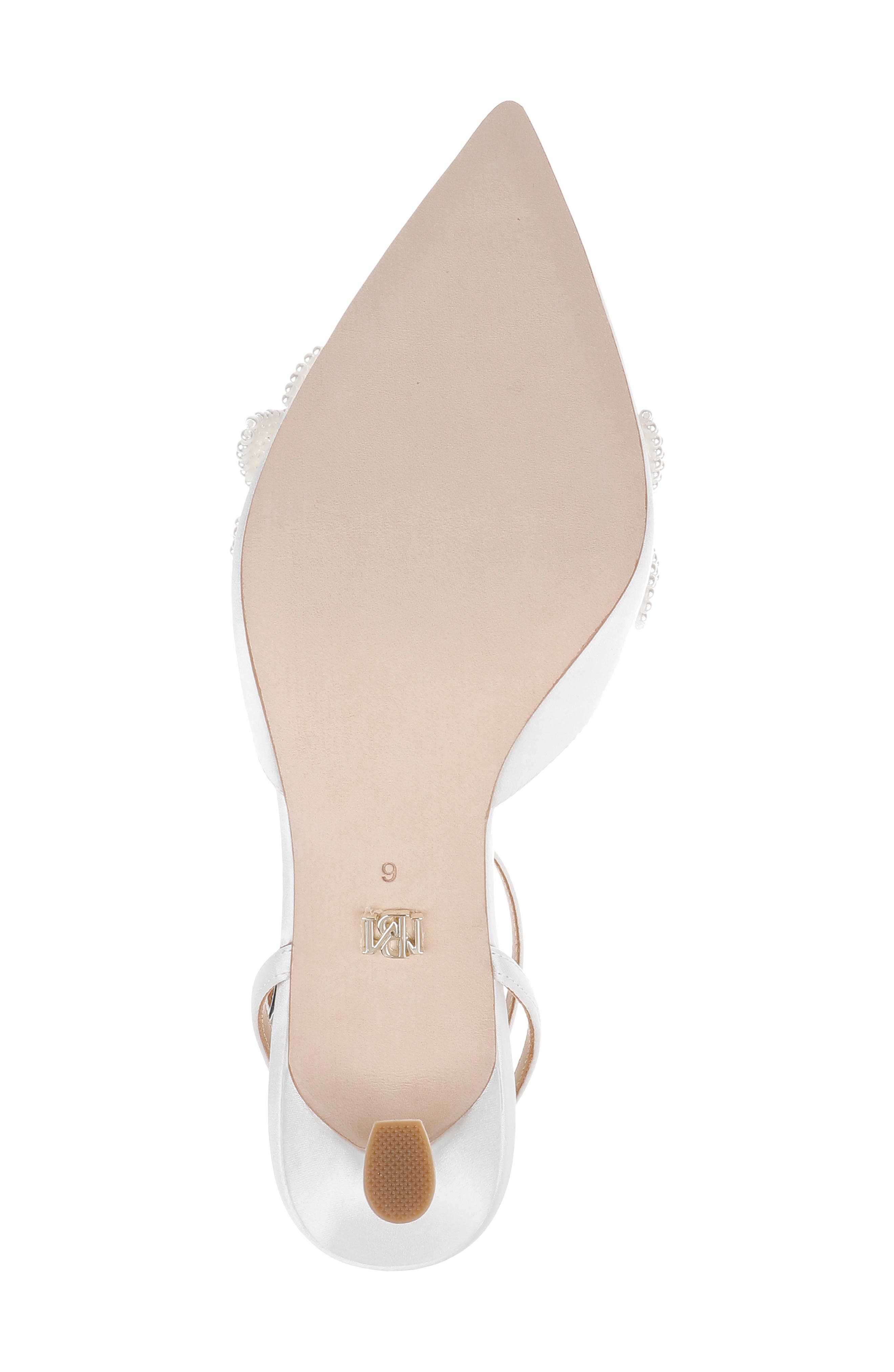Badgley Mischka Collection Whitman Ankle Strap Pointed Toe Pump, Alternate, color, White Satin