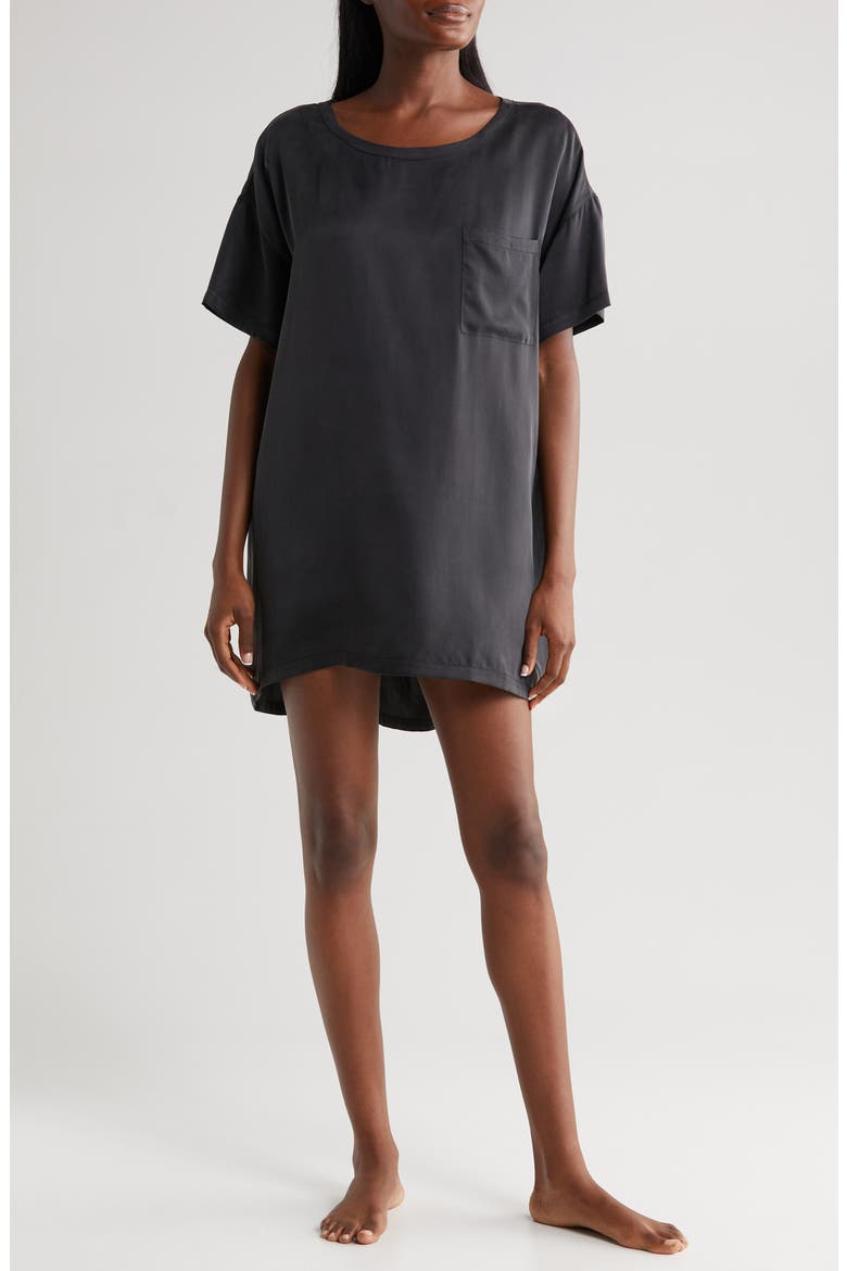 Oversize Silk Sleepshirt, Main, color, IMMERSED BLACK