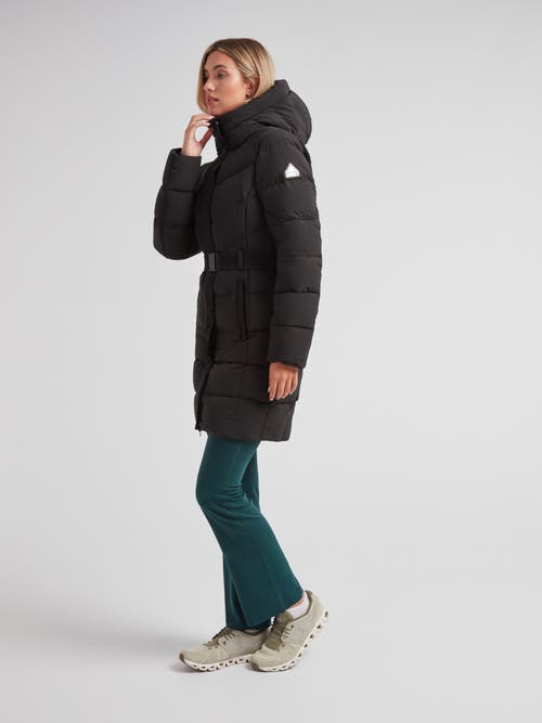 Jack1t Diamond Belted Hooded Down Coat In Black