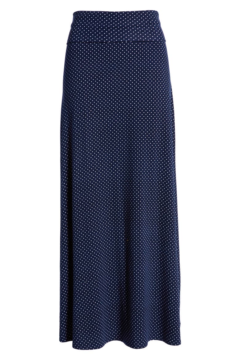 Roll Top Maxi Skirt, Alternate, color, NAVY/ IVORY