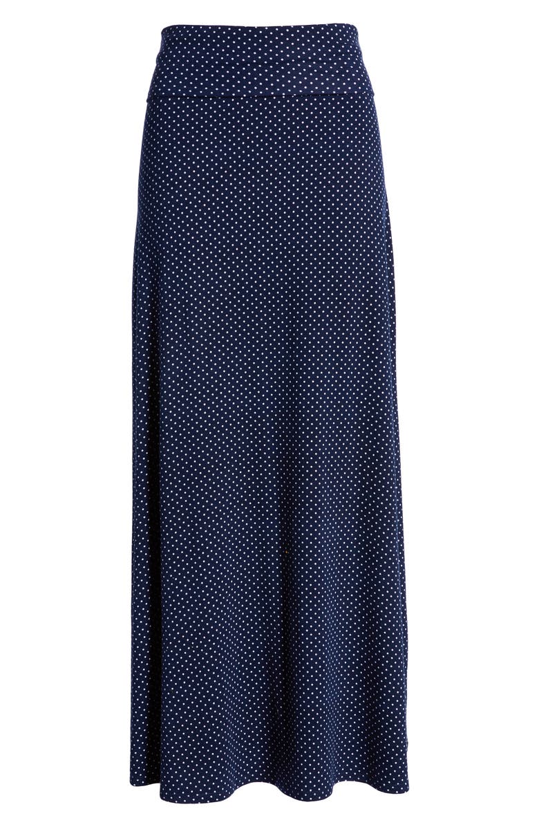 Loveappella Roll Top Maxi Skirt, Alternate, color, Navy/ Ivory