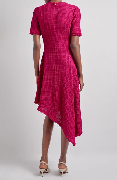 Misook Fit & Flare Tonal Textured Asymmetrical Knit Dress - Modern Fit In Pink Flash