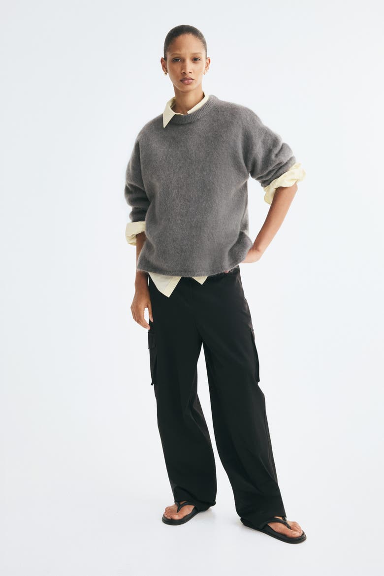 Oversized Mohair-Blend Sweater, Alternate, color, Dark dusty gray