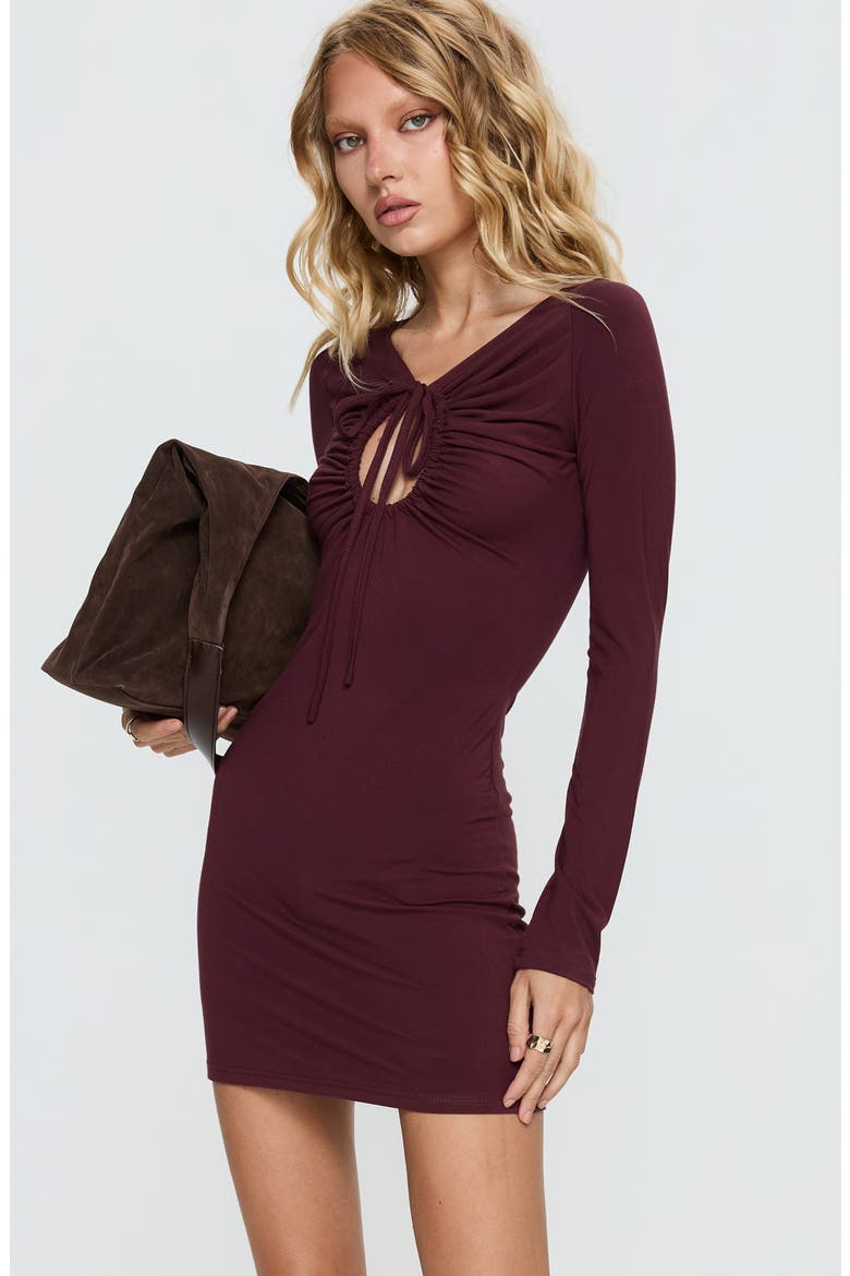 Angele Keyhole Long Sleeve Minidress, Alternate, color, PURPLE