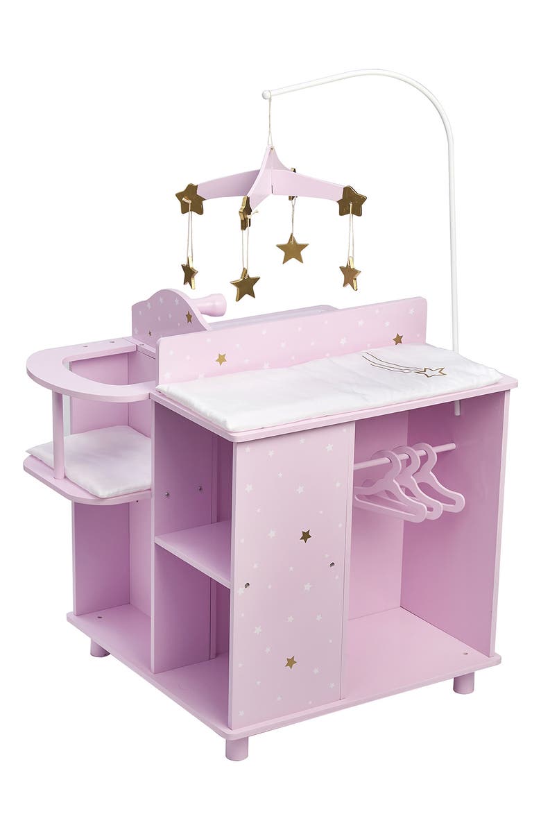 Teamson Kids Olivia's Little World Twinkle Stars Princess 4-in-1 Baby Doll Station, Main, color, Purple/ White