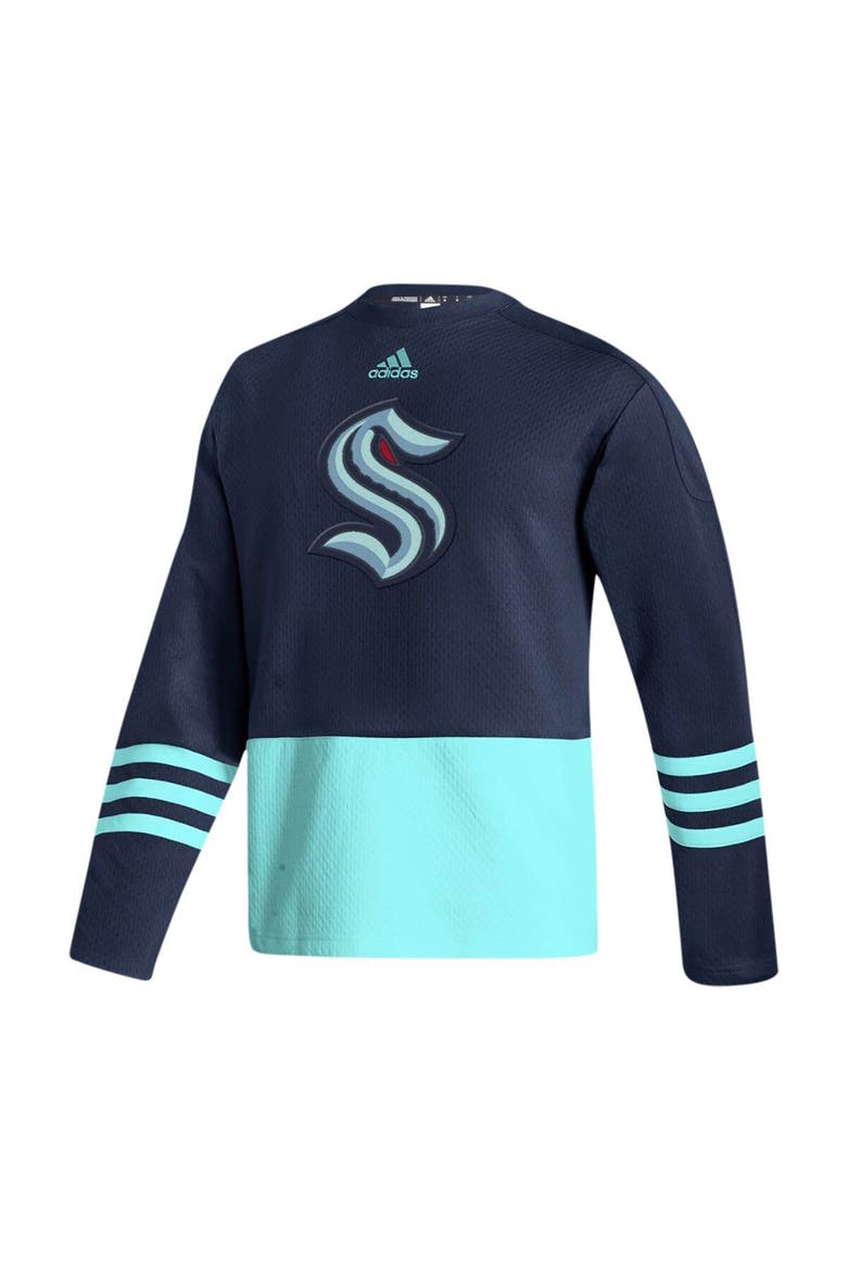 Men's adidas Deep Sea Blue Seattle Kraken Logo AEROREADY Pullover Sweater, Alternate, color, Navy
