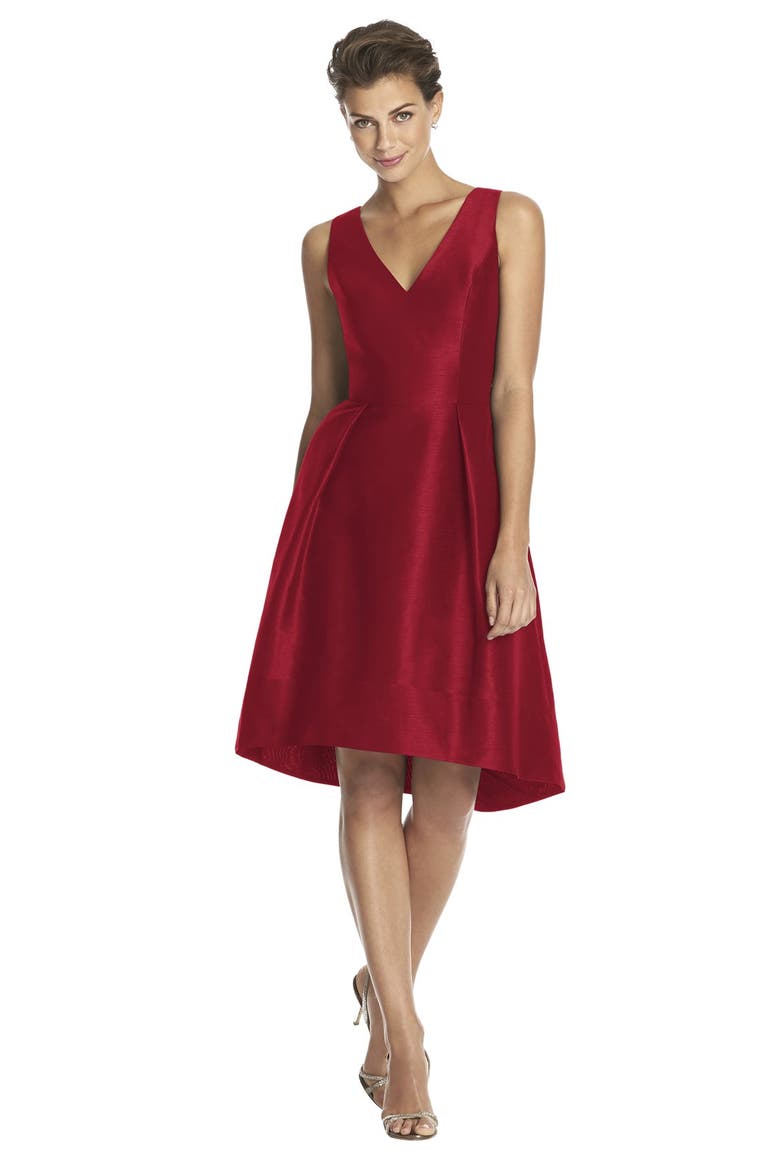 Satin High/Low Fit & Flare Dress, Alternate, color, BARCELONA