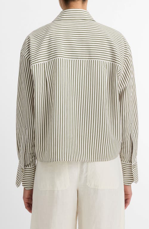 Shop Vince Till Stripe Crop Shirt In Herbaria/off White