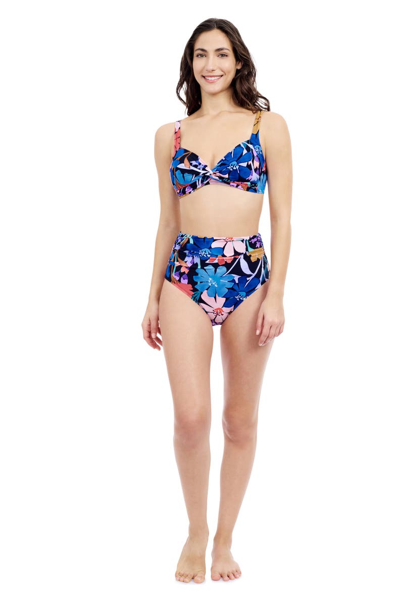 Melody Sweetheart Twist Bikini Top, Main, color, Black Multi
