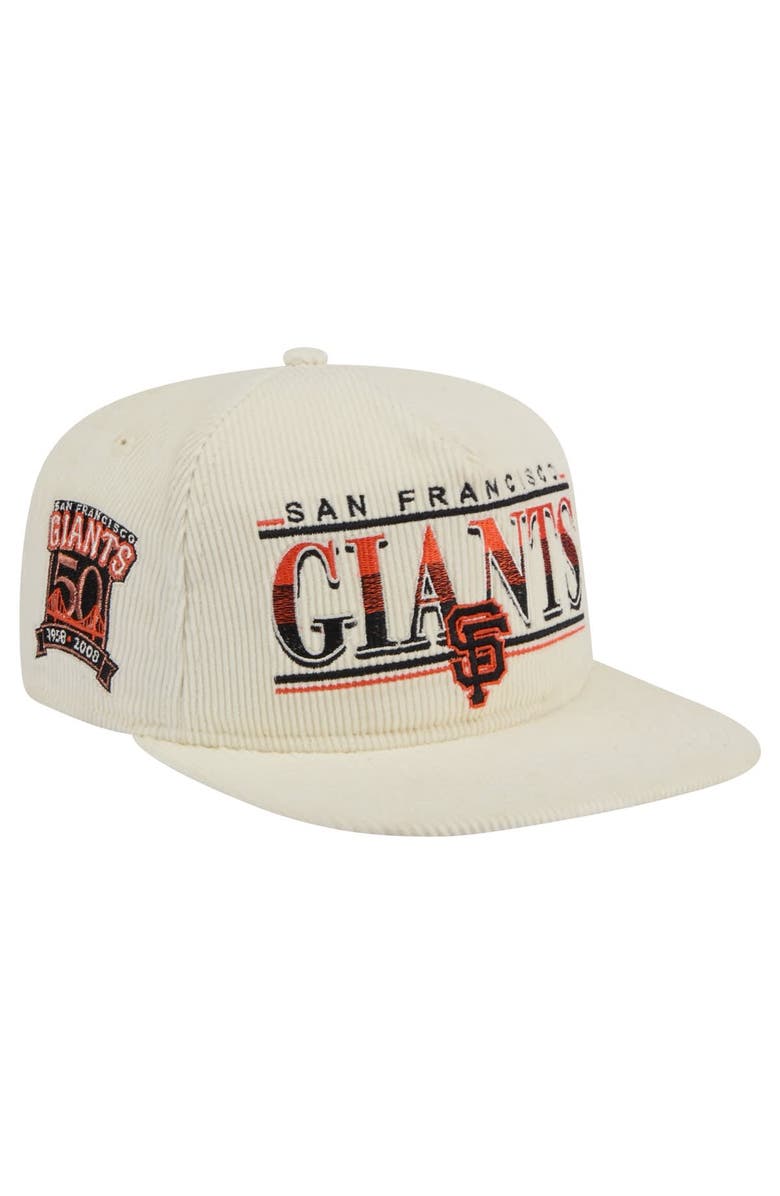 New Era Men's New Era Cream San Francisco Giants Throwback Bar Golfer Corduroy Snapback Hat, Alternate, color, 