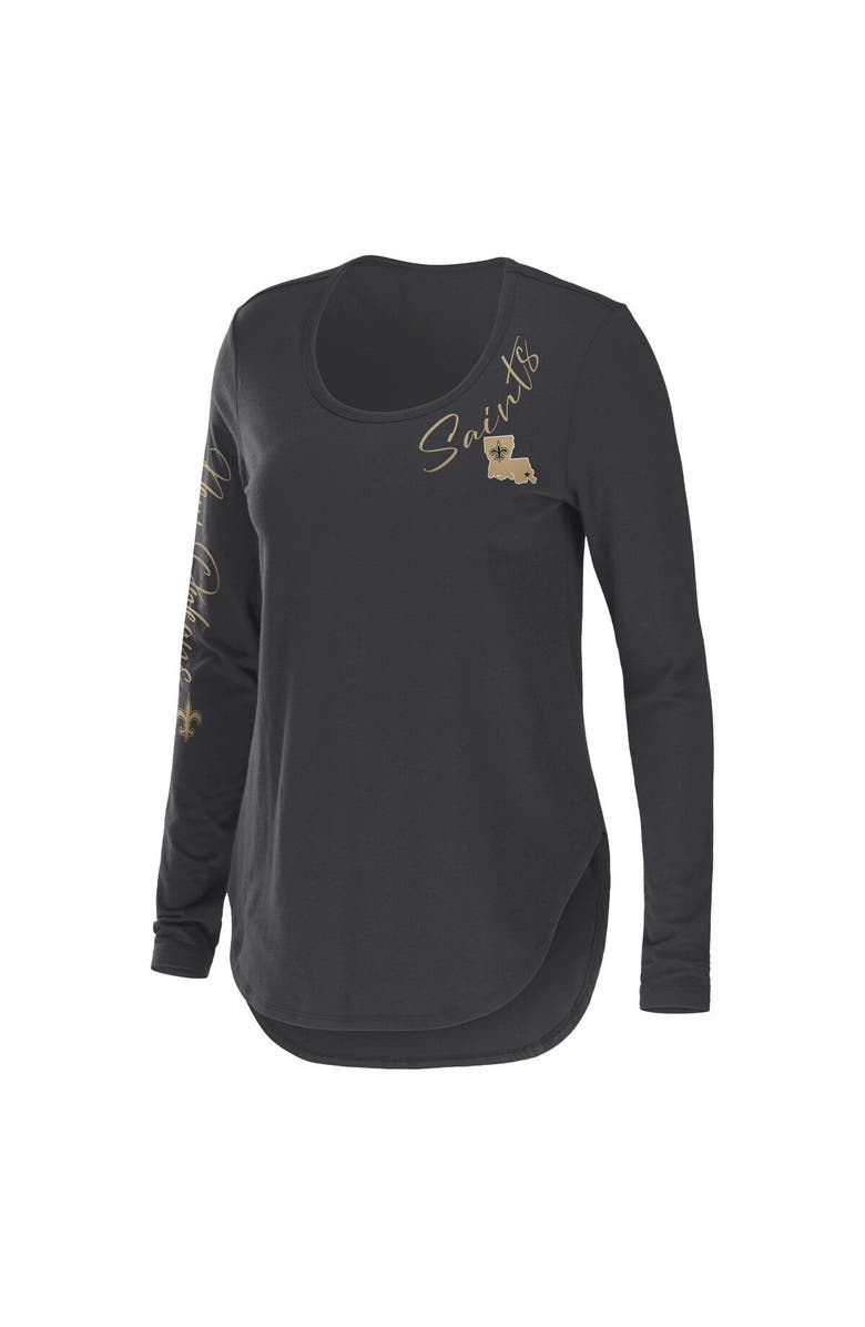 WEAR by Erin Andrews Women's WEAR by Erin Andrews Charcoal New Orleans Saints Team Scoop Neck T-Shirt, Alternate, color,