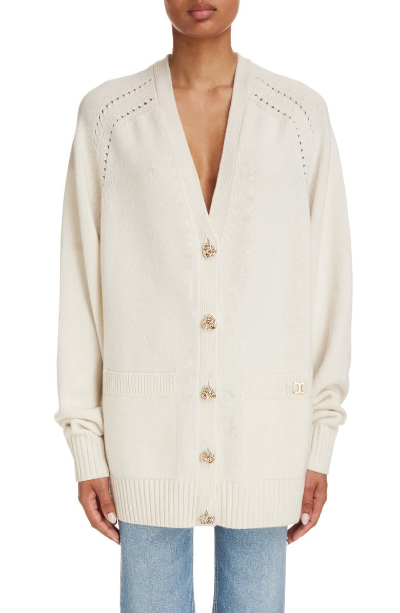 Chloé Cashmere V-Neck Cardigan, Main, color, 