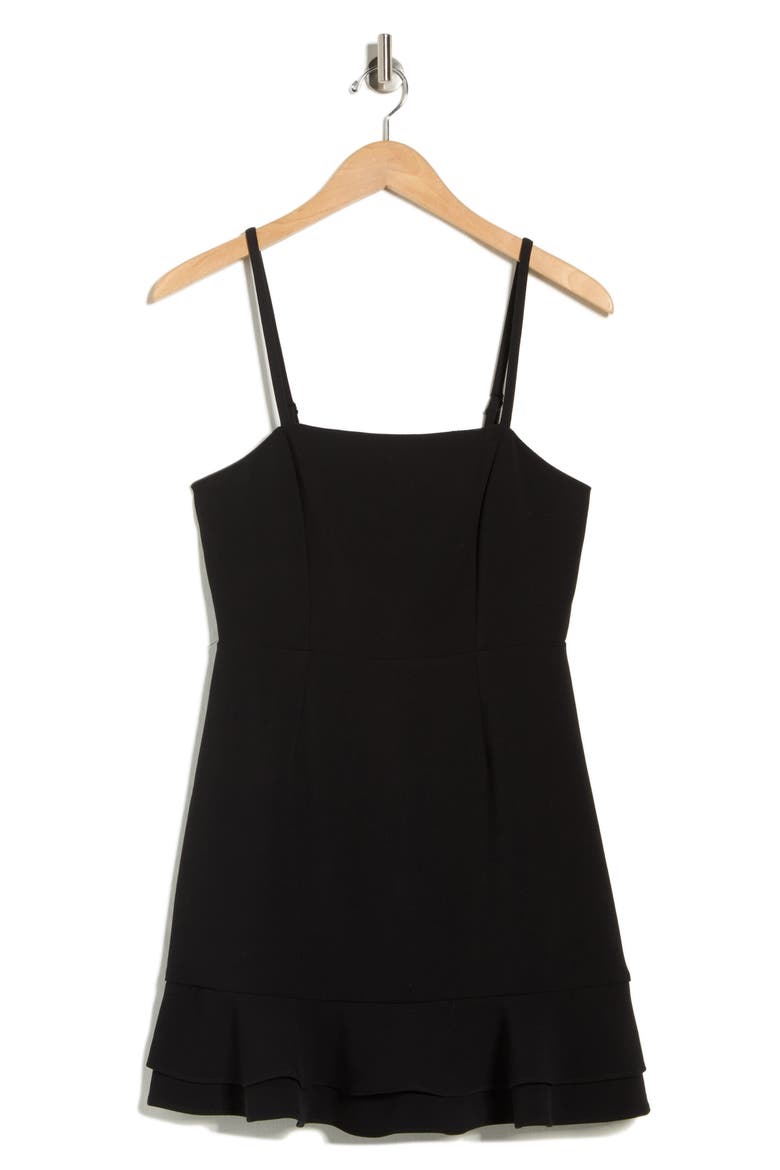 Whisper Double Frill A-Line Dress, Alternate, color, BLACK