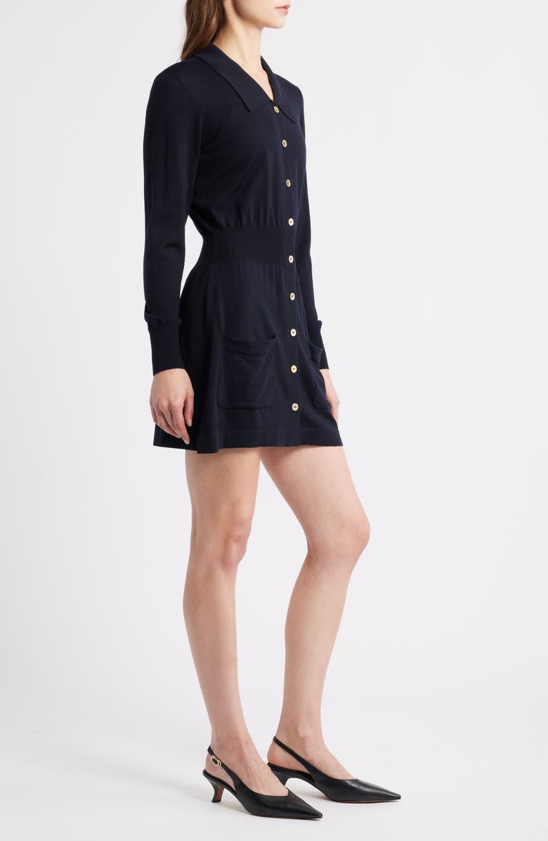 FRAME The Knit Long Sleeve Dress, Alternate, color, Navy