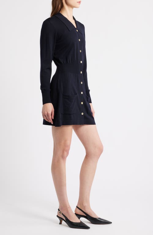 Frame The Knit Long Sleeve Dress In Black