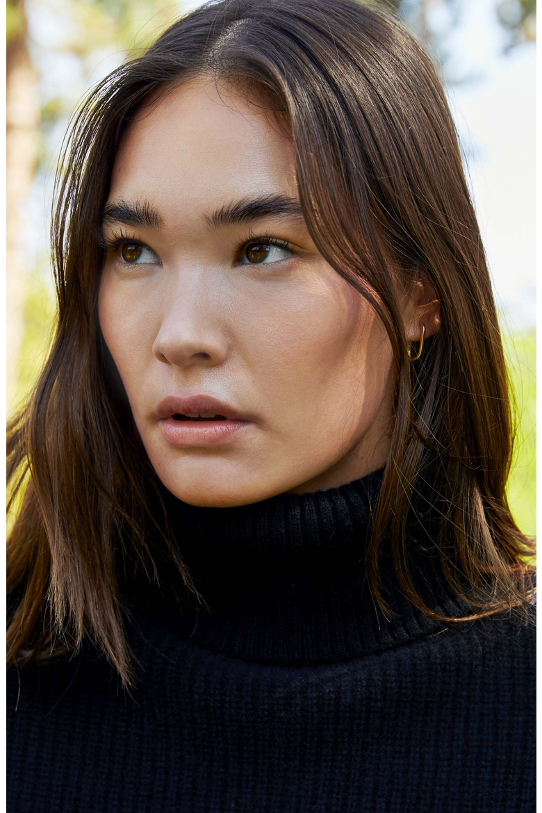 Ellie Chunky Cashmere Turtleneck Sweater, Alternate, color, Black