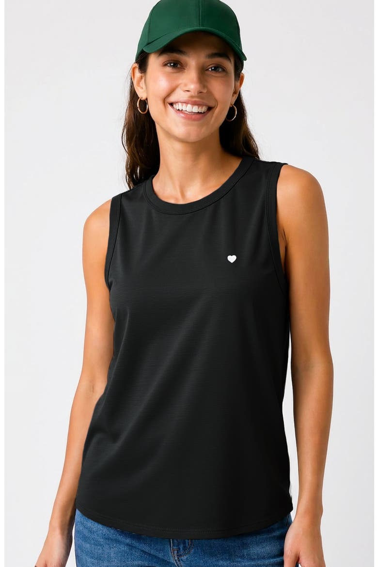 Lil Heart Cotton Jersey Tank, Alternate, color, Black