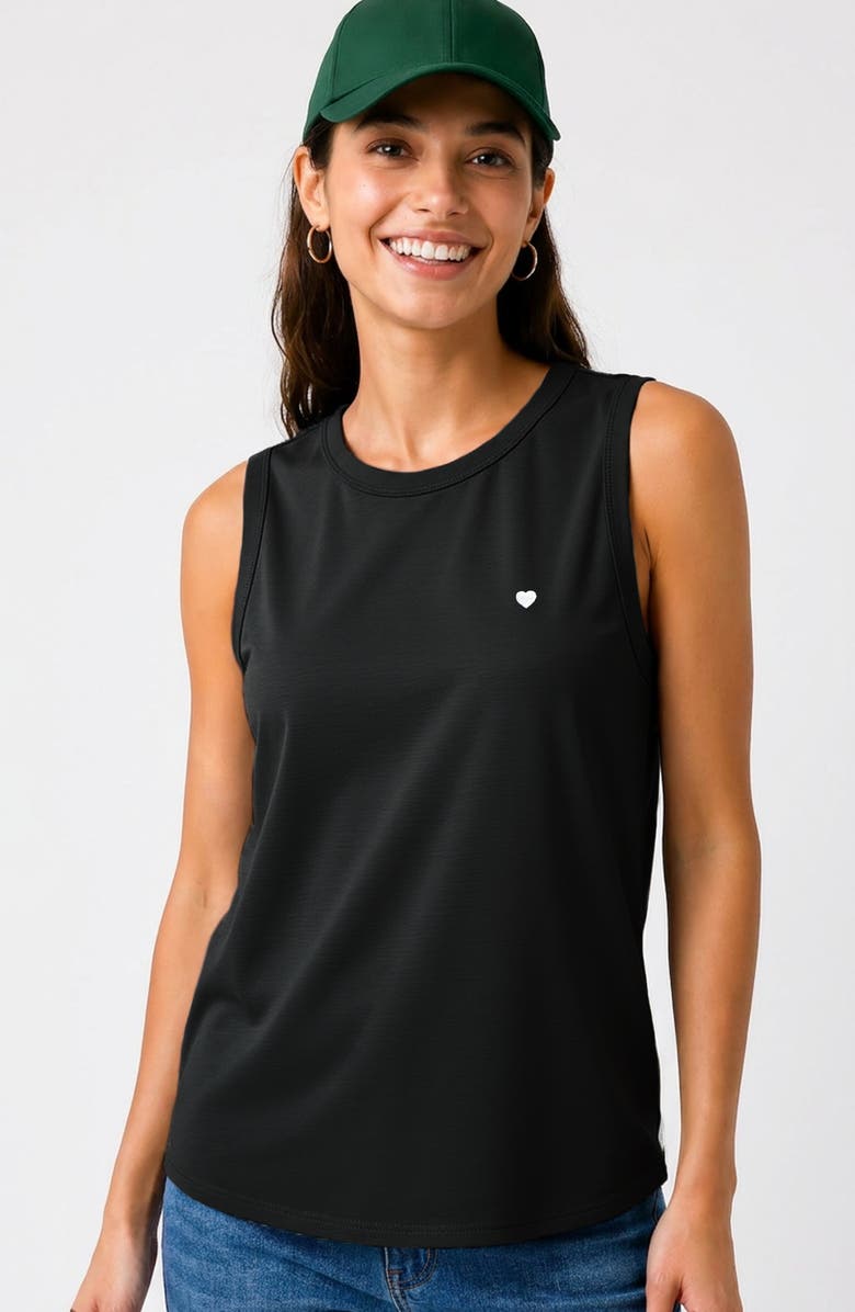 Dalix Lil Heart Cotton Jersey Tank, Alternate, color, Black