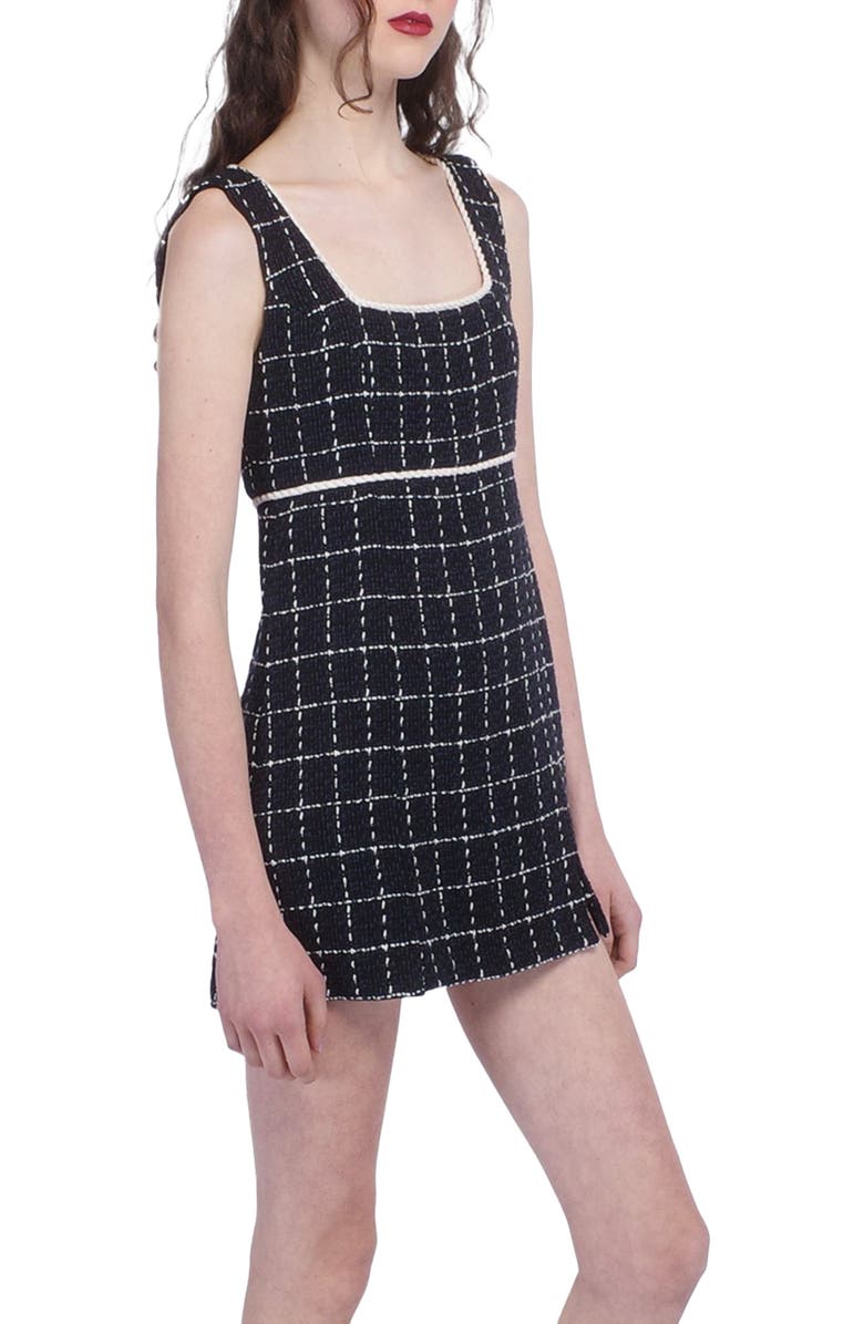 Anna Sui Windowpane Tweed Mini Dress, Alternate, color, Denim Multi