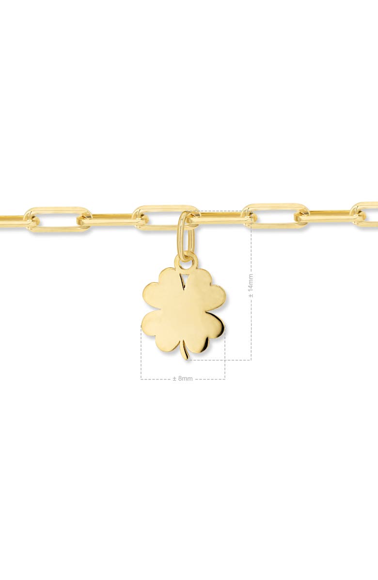 DEVATA Clover Heart Charm with Paperclip Chain Bracelet in 14K Gold, 7", Alternate, color, Yellow Gold