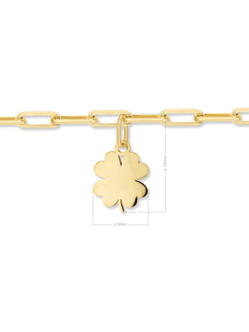 Devata Clover Heart Charm With Paperclip Chain Bracelet In Gold